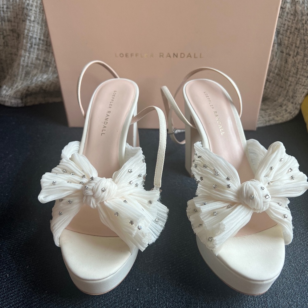 Loeffler Randall Women's Natalia Pleated Platform Block Heel Sandals
